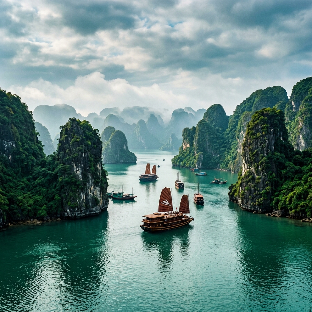 Halong Bay Vietnam emerald waters